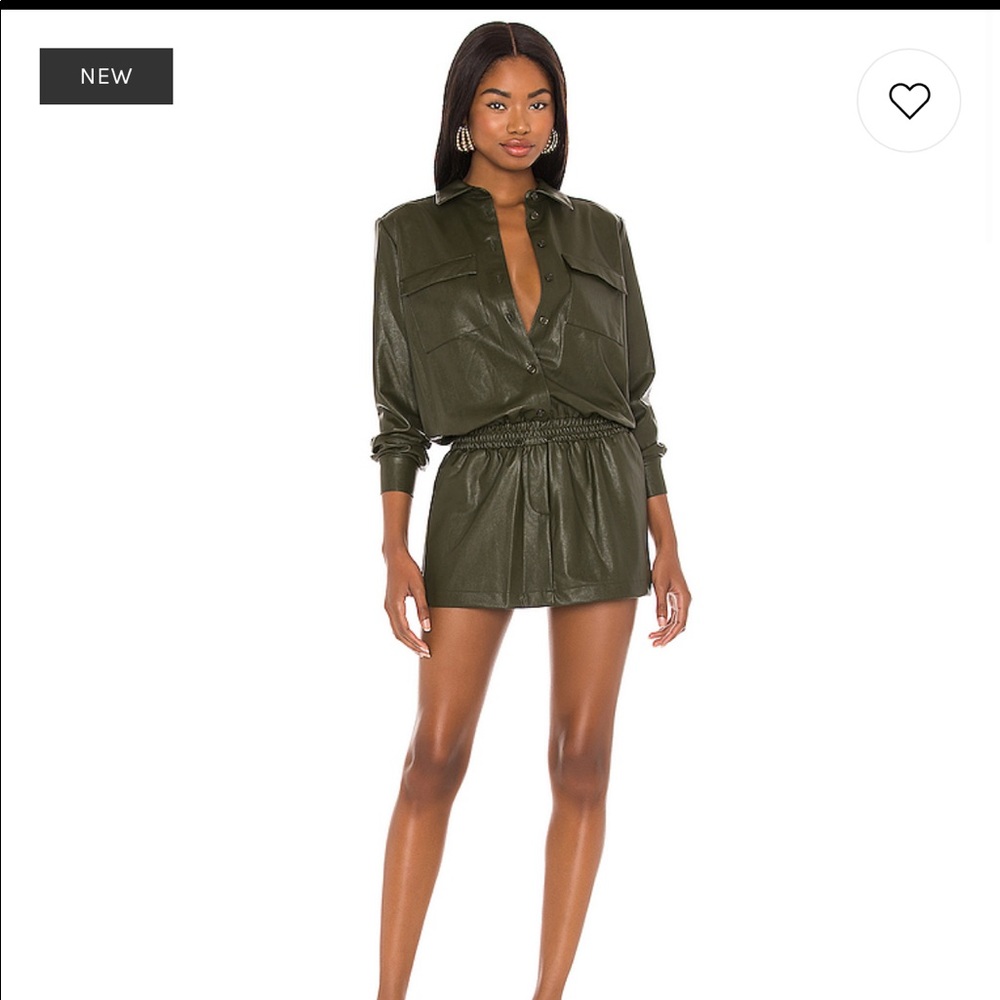 Amanda uprichard Leather Fritzi Dress in Olive
